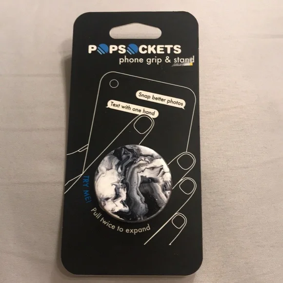 PopSockets Ghost Marble PopSocket Black White - Picture 3 of 5